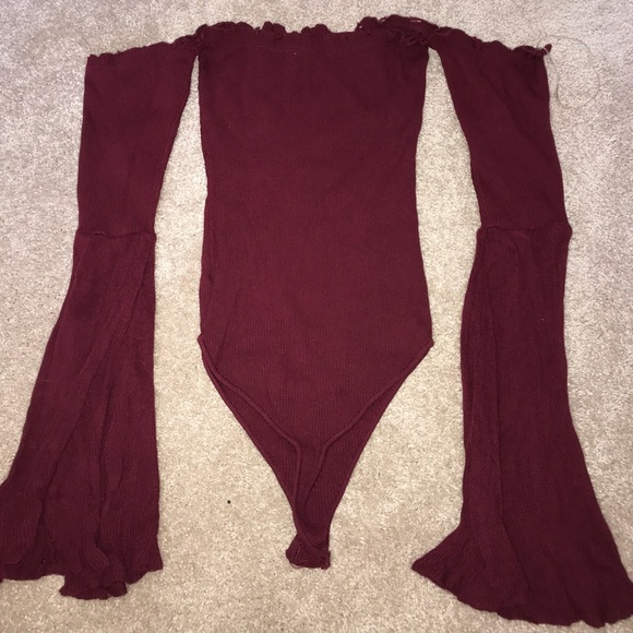 Burgundy long sleeve bodysuit - Picture 2 of 3